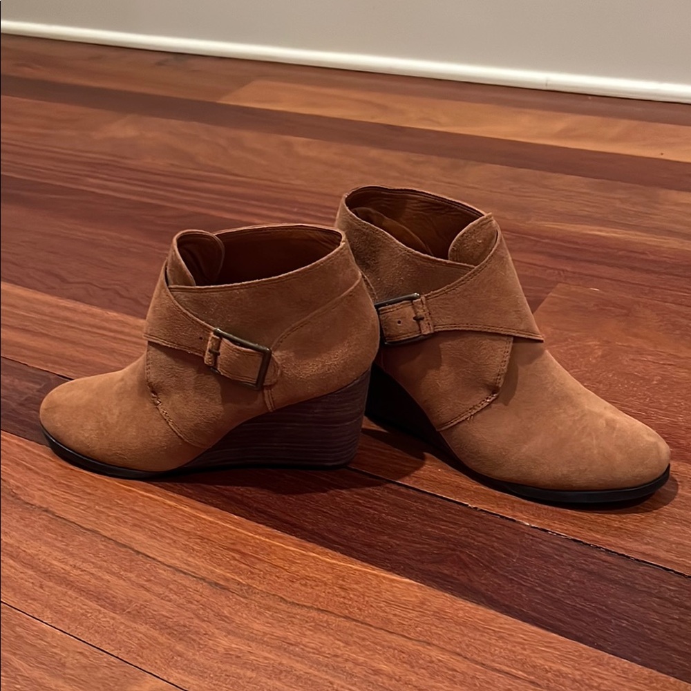 Lucky Brand Brown Ankle Boots with Low Heel and Strap